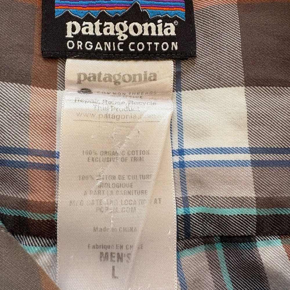 Patagonia Brown Plaid Long Sleeves Button Down Shirt Organic Cotton L - Picture 5 of 6